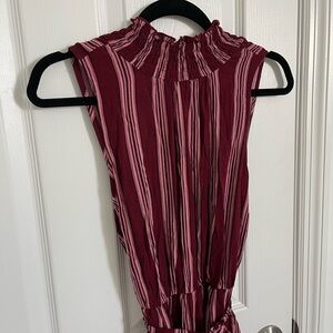 Xhilaration Maroon & Pink Halter Jumpsuit